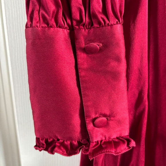 Beautiful V-neck Burgundy Silk Dress - Picture 5 of 5